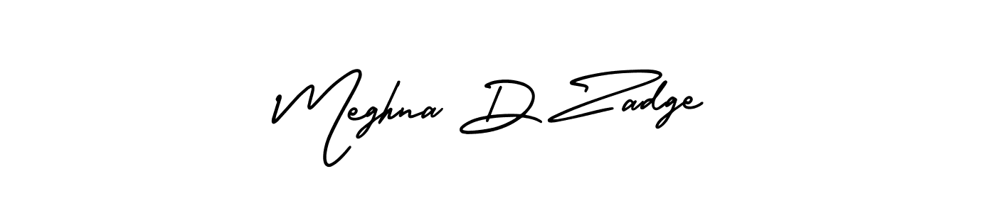 This is the best signature style for the Meghna D Zadge name. Also you like these signature font (AmerikaSignatureDemo-Regular). Mix name signature. Meghna D Zadge signature style 3 images and pictures png
