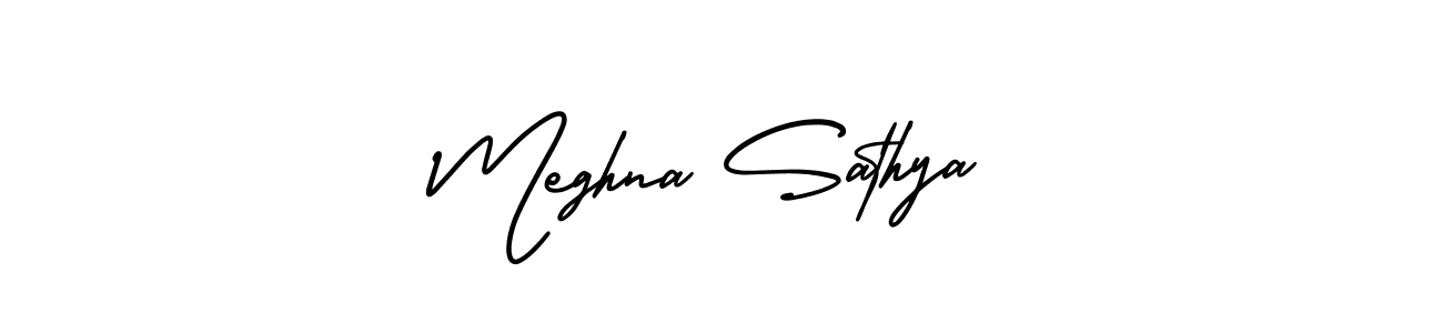 Meghna Sathya stylish signature style. Best Handwritten Sign (AmerikaSignatureDemo-Regular) for my name. Handwritten Signature Collection Ideas for my name Meghna Sathya. Meghna Sathya signature style 3 images and pictures png
