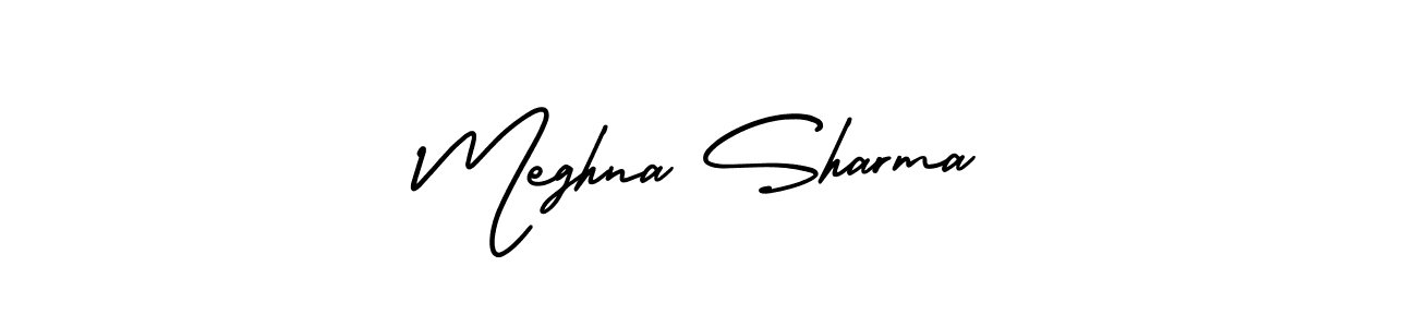 The best way (AmerikaSignatureDemo-Regular) to make a short signature is to pick only two or three words in your name. The name Meghna Sharma include a total of six letters. For converting this name. Meghna Sharma signature style 3 images and pictures png