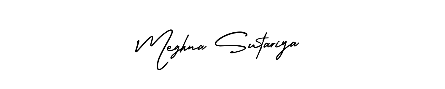 Create a beautiful signature design for name Meghna Sutariya. With this signature (AmerikaSignatureDemo-Regular) fonts, you can make a handwritten signature for free. Meghna Sutariya signature style 3 images and pictures png