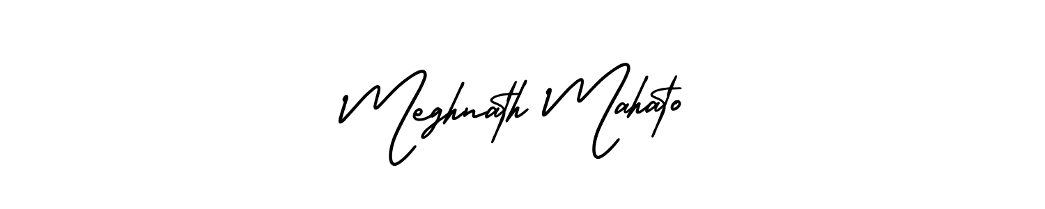 You should practise on your own different ways (AmerikaSignatureDemo-Regular) to write your name (Meghnath Mahato) in signature. don't let someone else do it for you. Meghnath Mahato signature style 3 images and pictures png