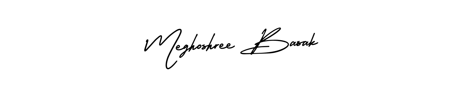 Meghoshree Basak stylish signature style. Best Handwritten Sign (AmerikaSignatureDemo-Regular) for my name. Handwritten Signature Collection Ideas for my name Meghoshree Basak. Meghoshree Basak signature style 3 images and pictures png