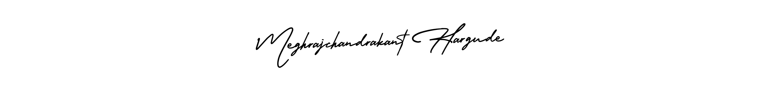 You should practise on your own different ways (AmerikaSignatureDemo-Regular) to write your name (Meghrajchandrakant Hargude) in signature. don't let someone else do it for you. Meghrajchandrakant Hargude signature style 3 images and pictures png