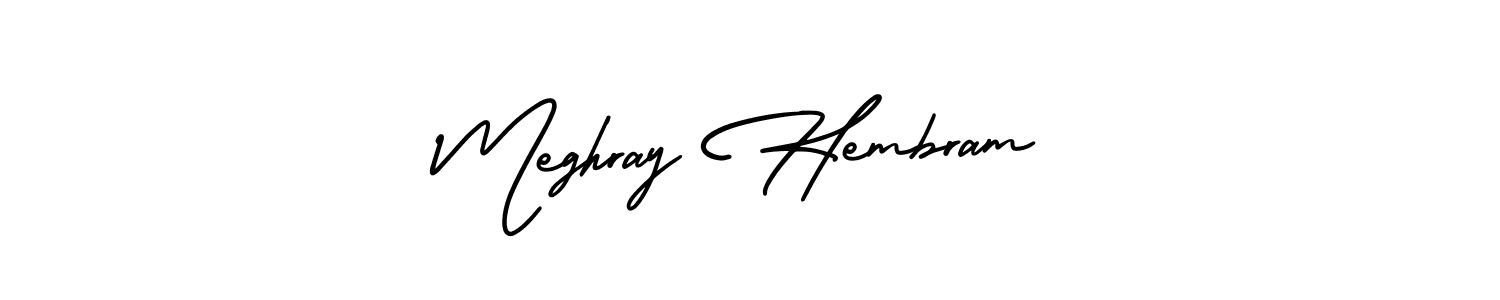 if you are searching for the best signature style for your name Meghray Hembram. so please give up your signature search. here we have designed multiple signature styles  using AmerikaSignatureDemo-Regular. Meghray Hembram signature style 3 images and pictures png