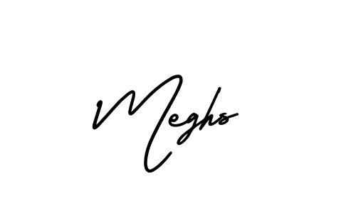 The best way (AmerikaSignatureDemo-Regular) to make a short signature is to pick only two or three words in your name. The name Meghs include a total of six letters. For converting this name. Meghs signature style 3 images and pictures png