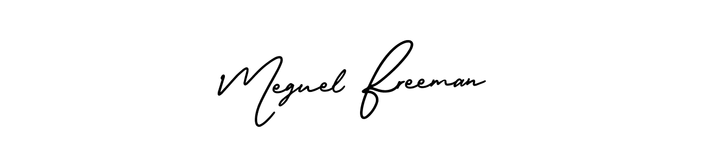 How to make Meguel Freeman signature? AmerikaSignatureDemo-Regular is a professional autograph style. Create handwritten signature for Meguel Freeman name. Meguel Freeman signature style 3 images and pictures png
