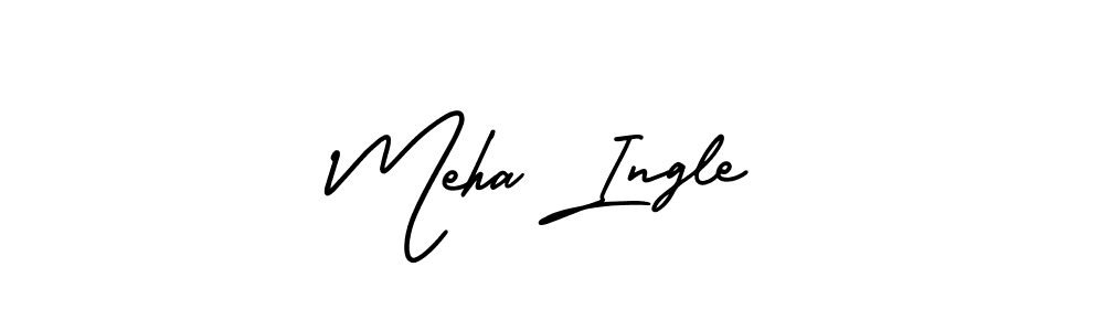 The best way (AmerikaSignatureDemo-Regular) to make a short signature is to pick only two or three words in your name. The name Meha Ingle include a total of six letters. For converting this name. Meha Ingle signature style 3 images and pictures png