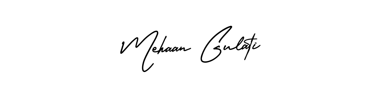You should practise on your own different ways (AmerikaSignatureDemo-Regular) to write your name (Mehaan Gulati) in signature. don't let someone else do it for you. Mehaan Gulati signature style 3 images and pictures png