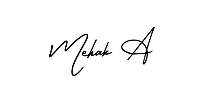 Design your own signature with our free online signature maker. With this signature software, you can create a handwritten (AmerikaSignatureDemo-Regular) signature for name Mehak A. Mehak A signature style 3 images and pictures png