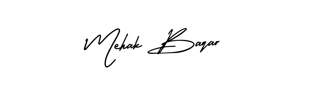 Use a signature maker to create a handwritten signature online. With this signature software, you can design (AmerikaSignatureDemo-Regular) your own signature for name Mehak Baqar. Mehak Baqar signature style 3 images and pictures png