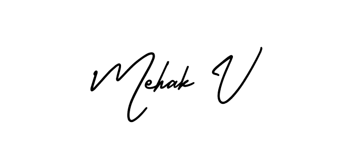 Make a beautiful signature design for name Mehak V. With this signature (AmerikaSignatureDemo-Regular) style, you can create a handwritten signature for free. Mehak V signature style 3 images and pictures png