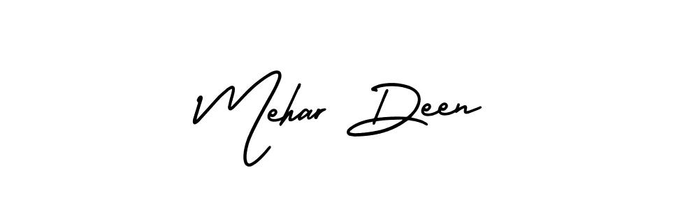 Mehar Deen stylish signature style. Best Handwritten Sign (AmerikaSignatureDemo-Regular) for my name. Handwritten Signature Collection Ideas for my name Mehar Deen. Mehar Deen signature style 3 images and pictures png