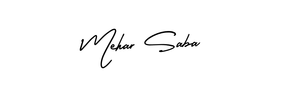 Also You can easily find your signature by using the search form. We will create Mehar Saba name handwritten signature images for you free of cost using AmerikaSignatureDemo-Regular sign style. Mehar Saba signature style 3 images and pictures png