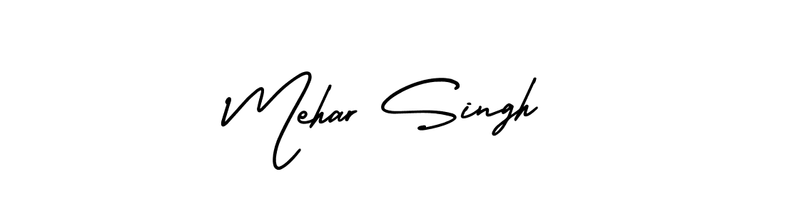 You should practise on your own different ways (AmerikaSignatureDemo-Regular) to write your name (Mehar Singh) in signature. don't let someone else do it for you. Mehar Singh signature style 3 images and pictures png