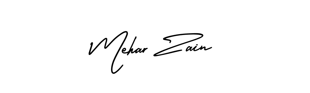 How to make Mehar Zain name signature. Use AmerikaSignatureDemo-Regular style for creating short signs online. This is the latest handwritten sign. Mehar Zain signature style 3 images and pictures png