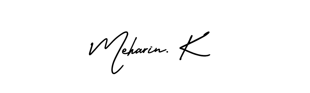 Design your own signature with our free online signature maker. With this signature software, you can create a handwritten (AmerikaSignatureDemo-Regular) signature for name Meharin. K. Meharin. K signature style 3 images and pictures png