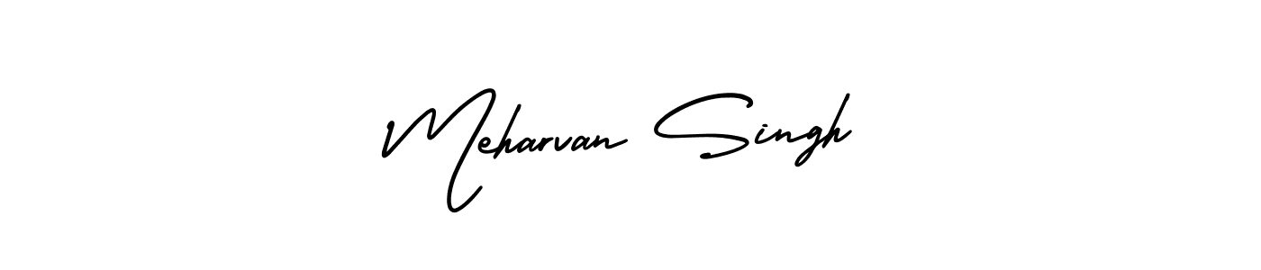 You should practise on your own different ways (AmerikaSignatureDemo-Regular) to write your name (Meharvan Singh) in signature. don't let someone else do it for you. Meharvan Singh signature style 3 images and pictures png