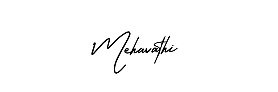 How to make Mehavathi name signature. Use AmerikaSignatureDemo-Regular style for creating short signs online. This is the latest handwritten sign. Mehavathi signature style 3 images and pictures png