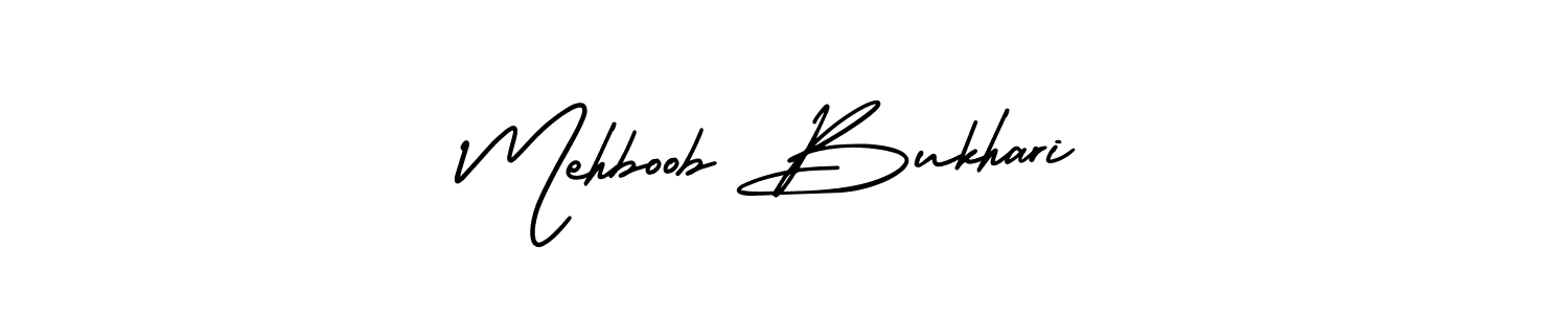 You should practise on your own different ways (AmerikaSignatureDemo-Regular) to write your name (Mehboob Bukhari) in signature. don't let someone else do it for you. Mehboob Bukhari signature style 3 images and pictures png