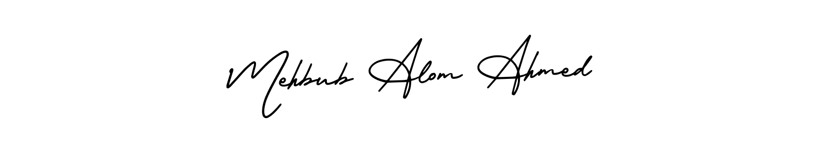 You should practise on your own different ways (AmerikaSignatureDemo-Regular) to write your name (Mehbub Alom Ahmed) in signature. don't let someone else do it for you. Mehbub Alom Ahmed signature style 3 images and pictures png