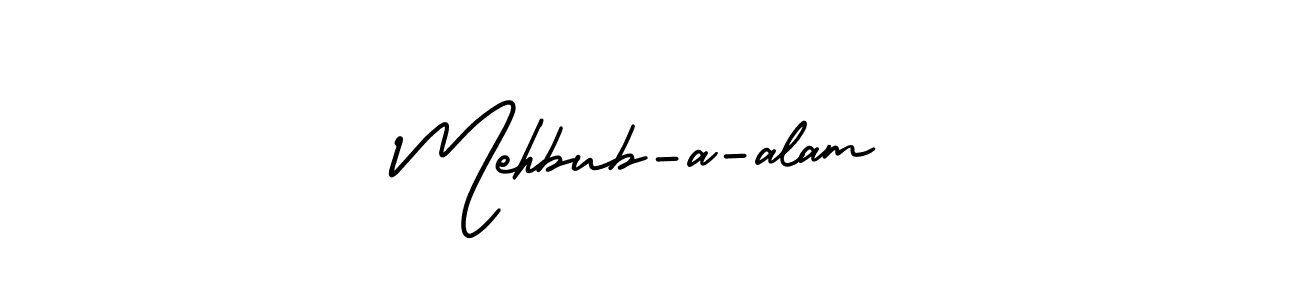 This is the best signature style for the Mehbub-a-alam name. Also you like these signature font (AmerikaSignatureDemo-Regular). Mix name signature. Mehbub-a-alam signature style 3 images and pictures png