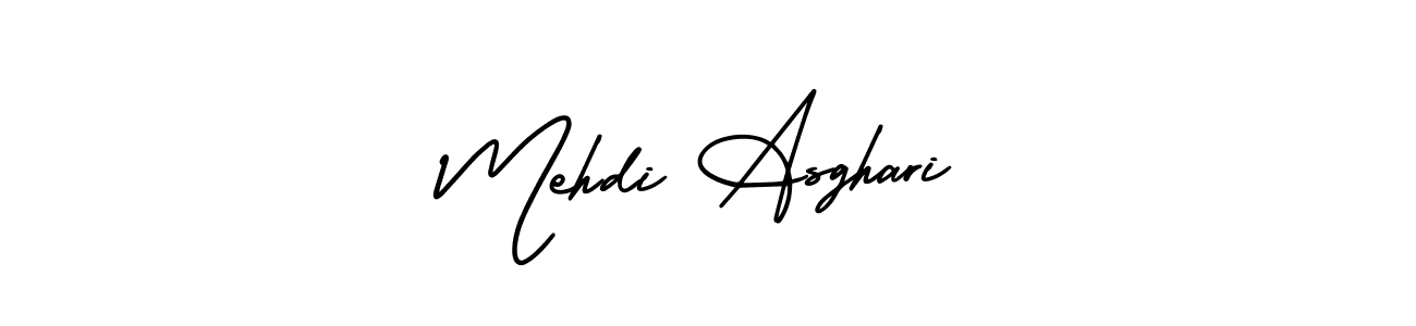 The best way (AmerikaSignatureDemo-Regular) to make a short signature is to pick only two or three words in your name. The name Mehdi Asghari include a total of six letters. For converting this name. Mehdi Asghari signature style 3 images and pictures png