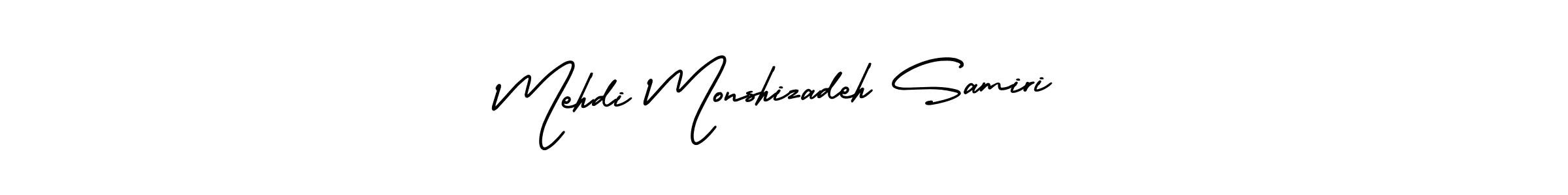 The best way (AmerikaSignatureDemo-Regular) to make a short signature is to pick only two or three words in your name. The name Mehdi Monshizadeh Samiri include a total of six letters. For converting this name. Mehdi Monshizadeh Samiri signature style 3 images and pictures png