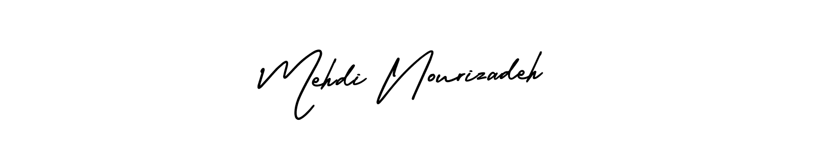 You should practise on your own different ways (AmerikaSignatureDemo-Regular) to write your name (Mehdi Nourizadeh) in signature. don't let someone else do it for you. Mehdi Nourizadeh signature style 3 images and pictures png