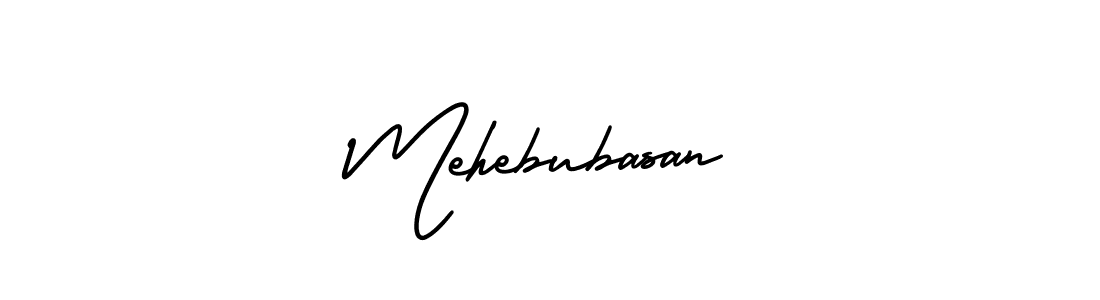 You should practise on your own different ways (AmerikaSignatureDemo-Regular) to write your name (Mehebubasan) in signature. don't let someone else do it for you. Mehebubasan signature style 3 images and pictures png