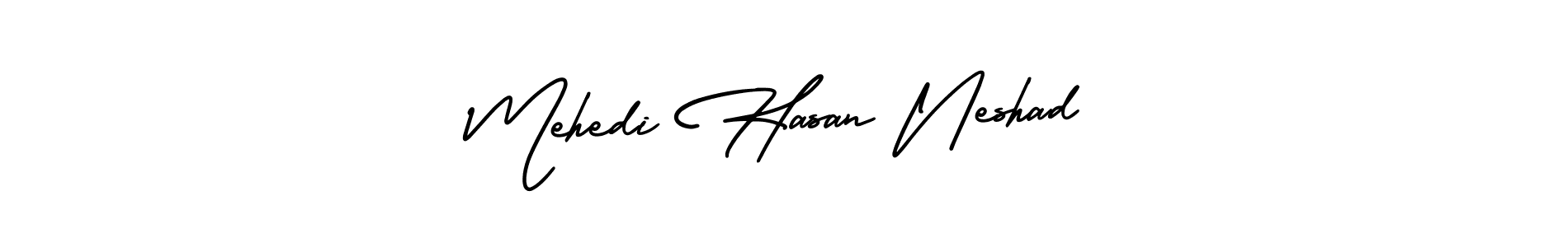 if you are searching for the best signature style for your name Mehedi Hasan Neshad. so please give up your signature search. here we have designed multiple signature styles  using AmerikaSignatureDemo-Regular. Mehedi Hasan Neshad signature style 3 images and pictures png