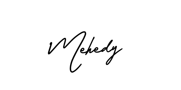 Make a beautiful signature design for name Mehedy. With this signature (AmerikaSignatureDemo-Regular) style, you can create a handwritten signature for free. Mehedy signature style 3 images and pictures png