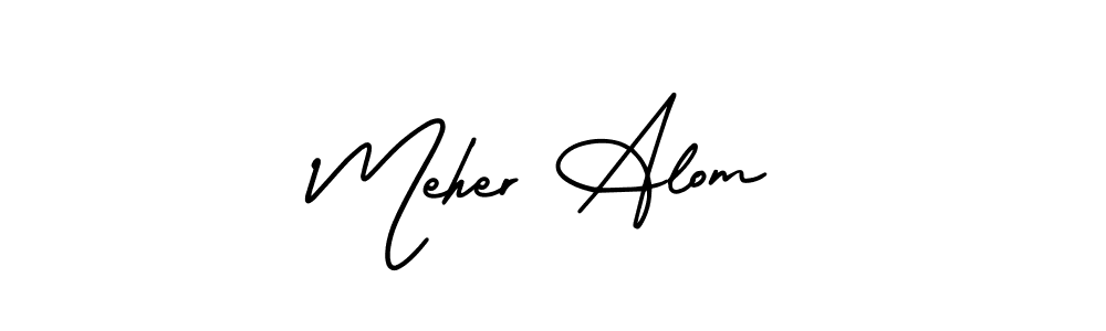 It looks lik you need a new signature style for name Meher Alom. Design unique handwritten (AmerikaSignatureDemo-Regular) signature with our free signature maker in just a few clicks. Meher Alom signature style 3 images and pictures png