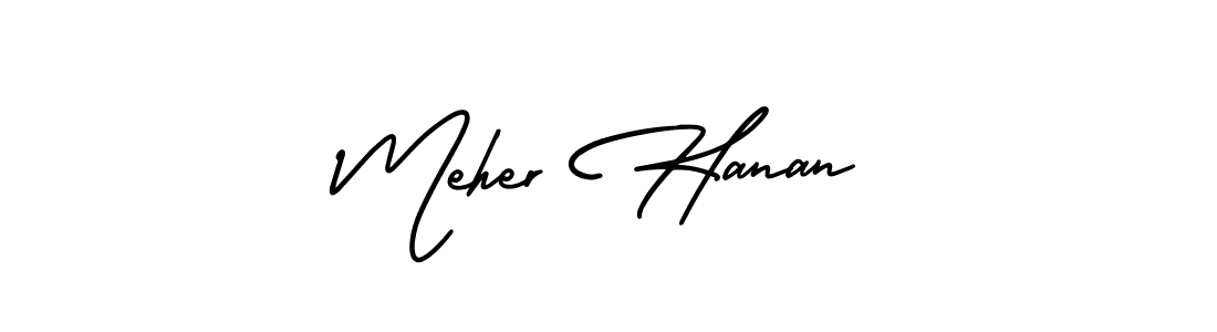 Meher Hanan stylish signature style. Best Handwritten Sign (AmerikaSignatureDemo-Regular) for my name. Handwritten Signature Collection Ideas for my name Meher Hanan. Meher Hanan signature style 3 images and pictures png