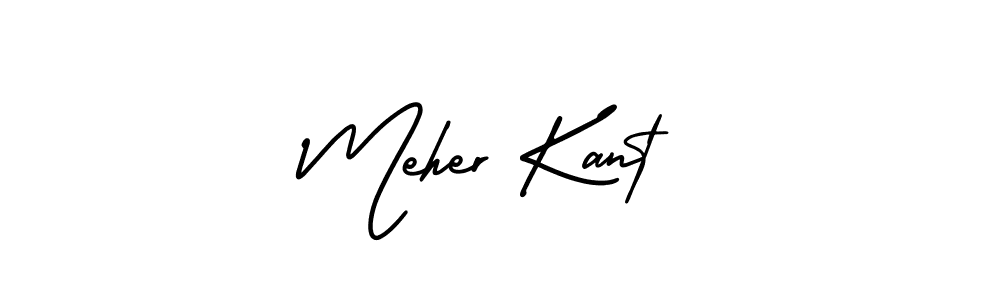 You should practise on your own different ways (AmerikaSignatureDemo-Regular) to write your name (Meher Kant) in signature. don't let someone else do it for you. Meher Kant signature style 3 images and pictures png