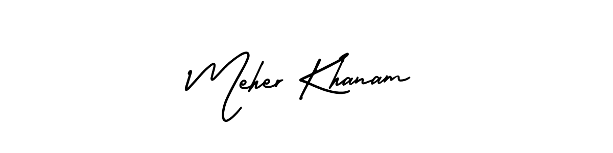 You should practise on your own different ways (AmerikaSignatureDemo-Regular) to write your name (Meher Khanam) in signature. don't let someone else do it for you. Meher Khanam signature style 3 images and pictures png