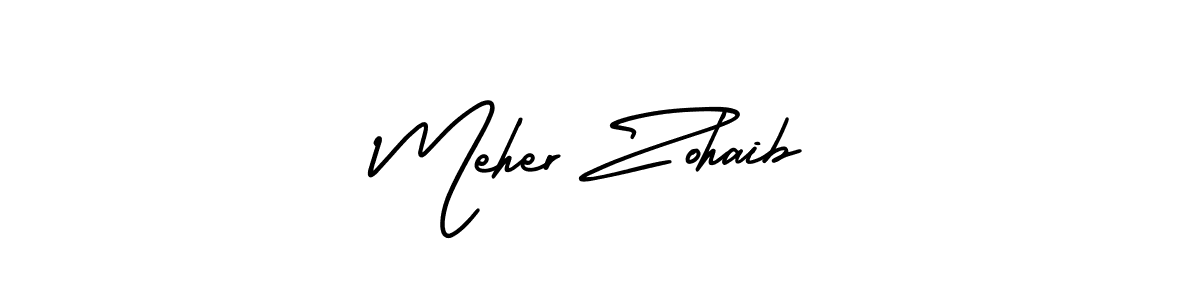 How to make Meher Zohaib signature? AmerikaSignatureDemo-Regular is a professional autograph style. Create handwritten signature for Meher Zohaib name. Meher Zohaib signature style 3 images and pictures png