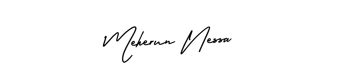 How to make Meherun Nessa signature? AmerikaSignatureDemo-Regular is a professional autograph style. Create handwritten signature for Meherun Nessa name. Meherun Nessa signature style 3 images and pictures png