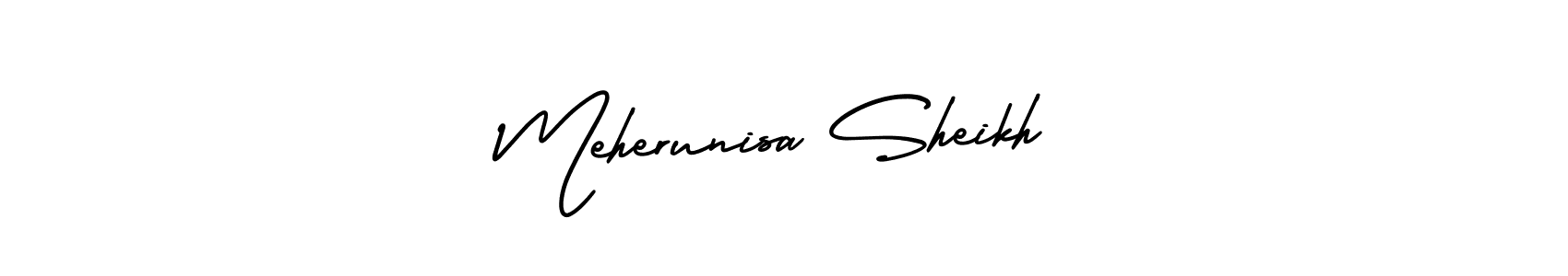 It looks lik you need a new signature style for name Meherunisa Sheikh. Design unique handwritten (AmerikaSignatureDemo-Regular) signature with our free signature maker in just a few clicks. Meherunisa Sheikh signature style 3 images and pictures png