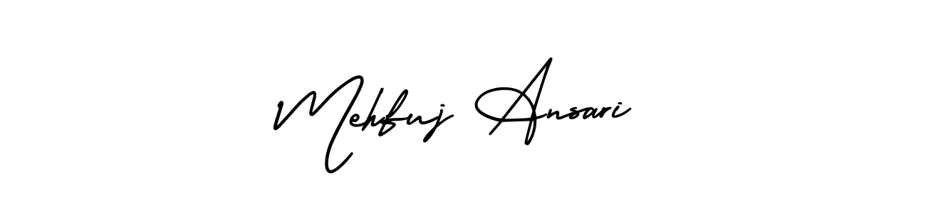 This is the best signature style for the Mehfuj Ansari name. Also you like these signature font (AmerikaSignatureDemo-Regular). Mix name signature. Mehfuj Ansari signature style 3 images and pictures png