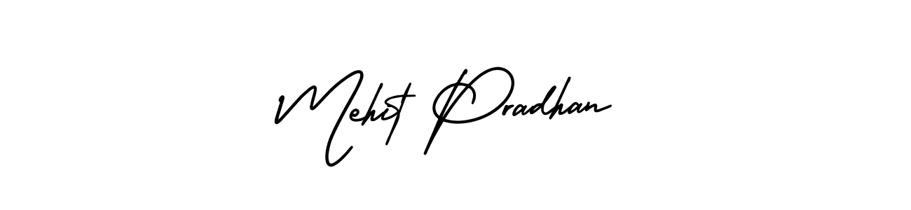 You should practise on your own different ways (AmerikaSignatureDemo-Regular) to write your name (Mehit Pradhan) in signature. don't let someone else do it for you. Mehit Pradhan signature style 3 images and pictures png