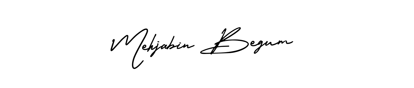 Mehjabin Begum stylish signature style. Best Handwritten Sign (AmerikaSignatureDemo-Regular) for my name. Handwritten Signature Collection Ideas for my name Mehjabin Begum. Mehjabin Begum signature style 3 images and pictures png