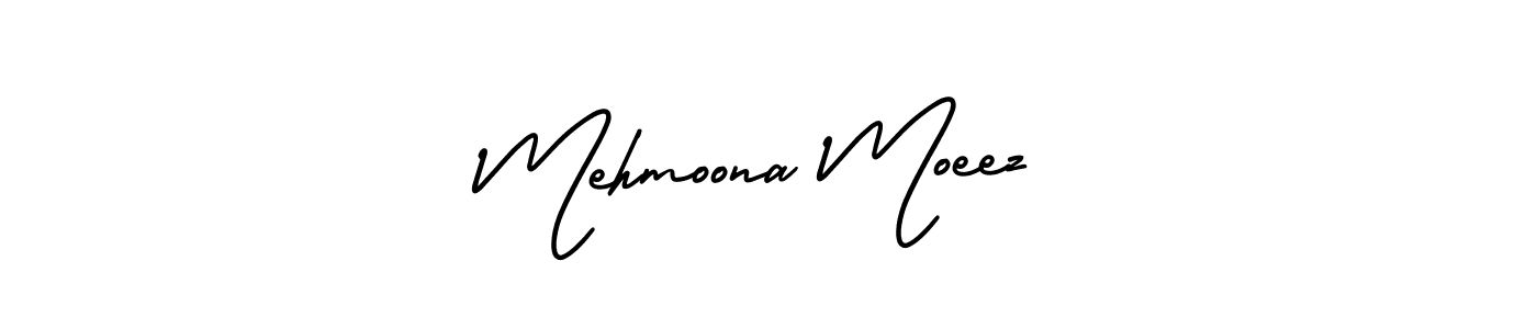 You should practise on your own different ways (AmerikaSignatureDemo-Regular) to write your name (Mehmoona Moeez) in signature. don't let someone else do it for you. Mehmoona Moeez signature style 3 images and pictures png