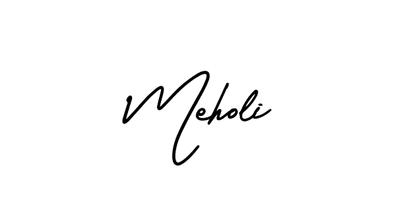 Use a signature maker to create a handwritten signature online. With this signature software, you can design (AmerikaSignatureDemo-Regular) your own signature for name Meholi. Meholi signature style 3 images and pictures png