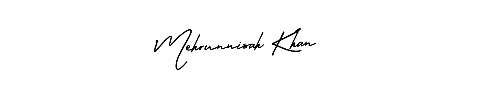 It looks lik you need a new signature style for name Mehrunnisah Khan. Design unique handwritten (AmerikaSignatureDemo-Regular) signature with our free signature maker in just a few clicks. Mehrunnisah Khan signature style 3 images and pictures png