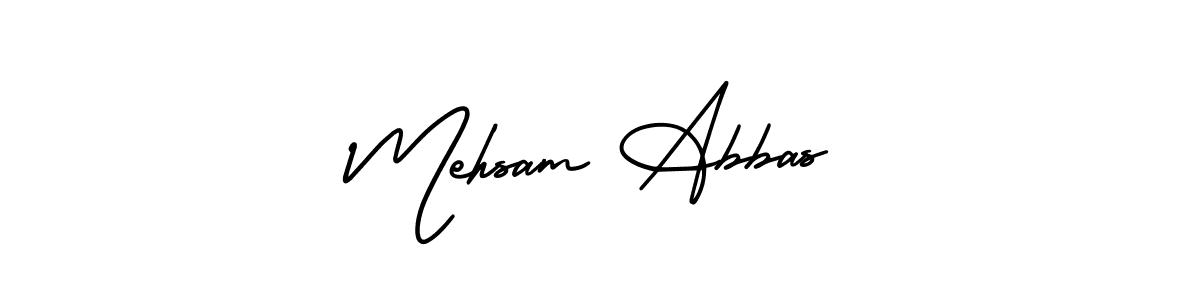 You should practise on your own different ways (AmerikaSignatureDemo-Regular) to write your name (Mehsam Abbas) in signature. don't let someone else do it for you. Mehsam Abbas signature style 3 images and pictures png