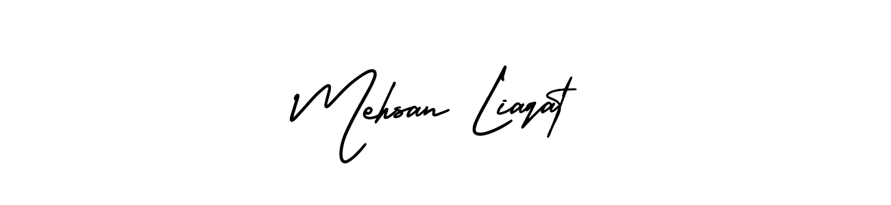 The best way (AmerikaSignatureDemo-Regular) to make a short signature is to pick only two or three words in your name. The name Mehsan Liaqat include a total of six letters. For converting this name. Mehsan Liaqat signature style 3 images and pictures png
