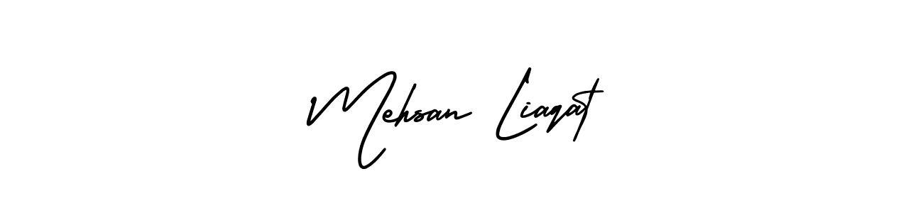 The best way (AmerikaSignatureDemo-Regular) to make a short signature is to pick only two or three words in your name. The name Mehsan Liaqat include a total of six letters. For converting this name. Mehsan Liaqat signature style 3 images and pictures png