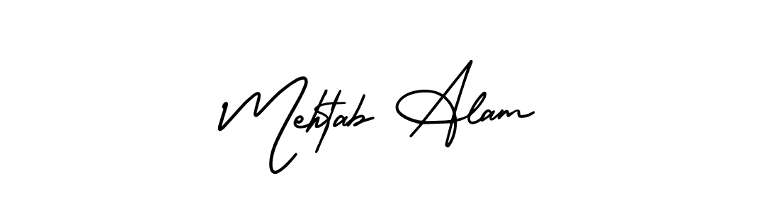 This is the best signature style for the Mehtab Alam name. Also you like these signature font (AmerikaSignatureDemo-Regular). Mix name signature. Mehtab Alam signature style 3 images and pictures png