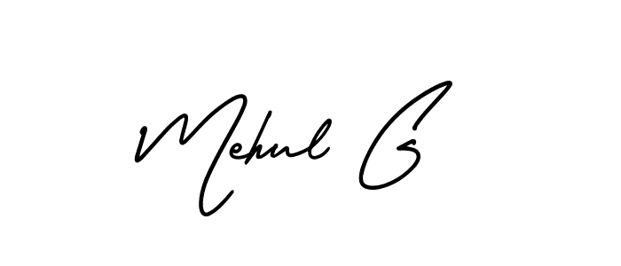 It looks lik you need a new signature style for name Mehul G. Design unique handwritten (AmerikaSignatureDemo-Regular) signature with our free signature maker in just a few clicks. Mehul G signature style 3 images and pictures png