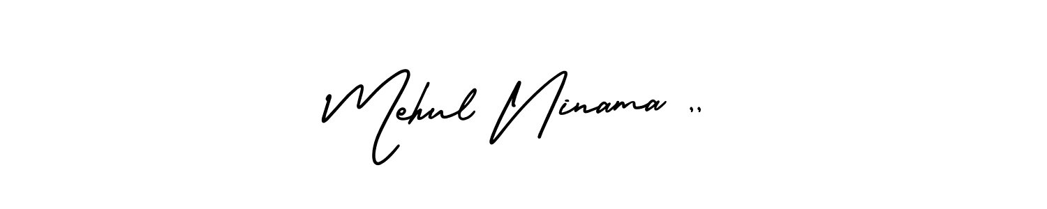 The best way (AmerikaSignatureDemo-Regular) to make a short signature is to pick only two or three words in your name. The name Mehul Ninama ,, include a total of six letters. For converting this name. Mehul Ninama ,, signature style 3 images and pictures png